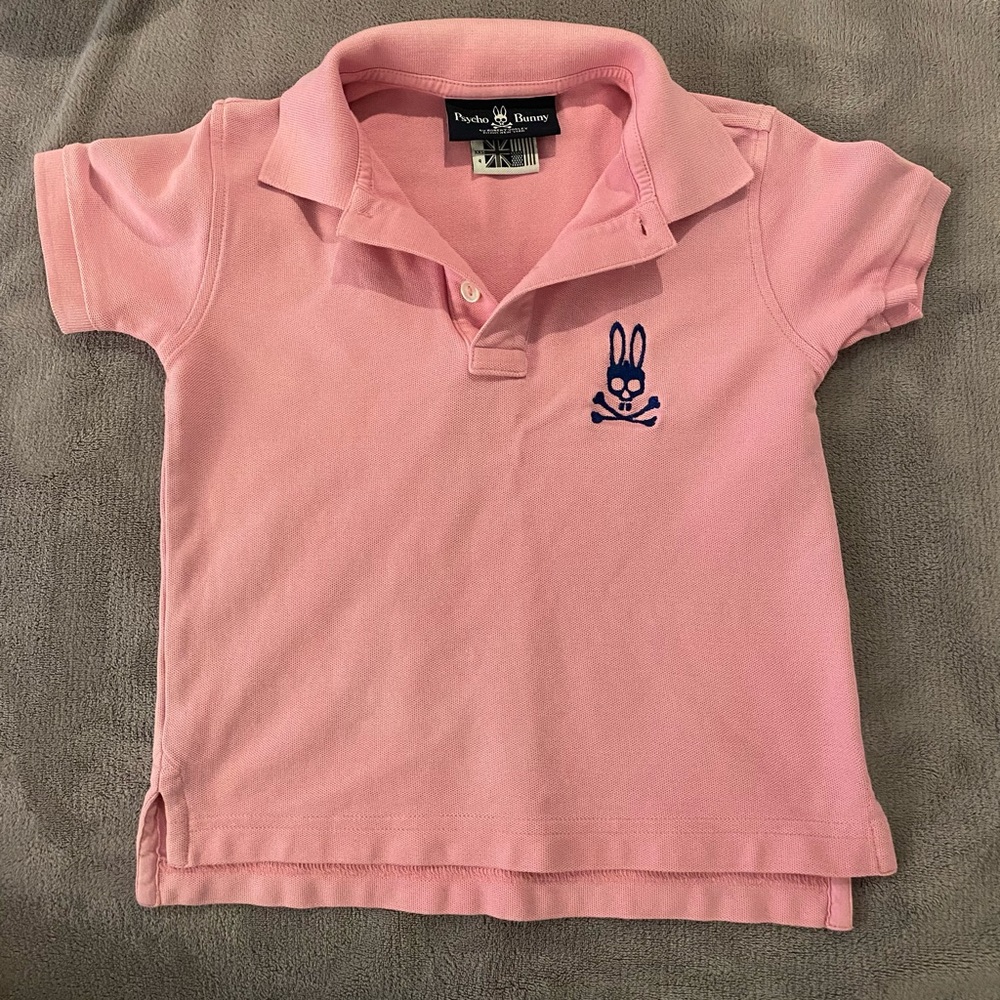 Psycho Bunny kids boys pink polo.  Size XXS   4